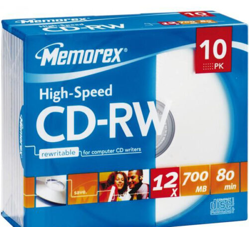 Boite de 10 CD-RW 700MB MEMOREX  12X avec Pochette