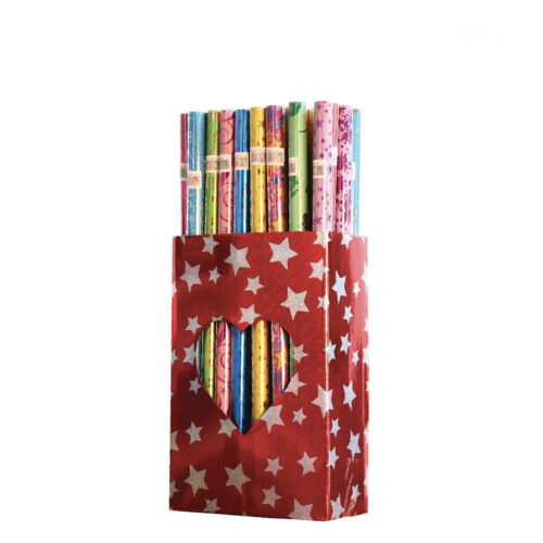 Papier cadeau en rouleaux avec présentoir