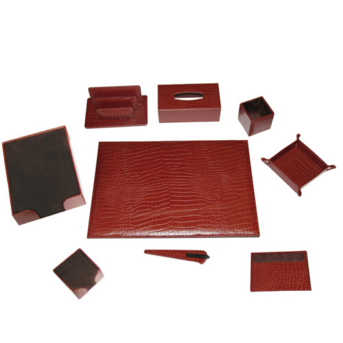 Parure de bureau 9 pièces en cuir