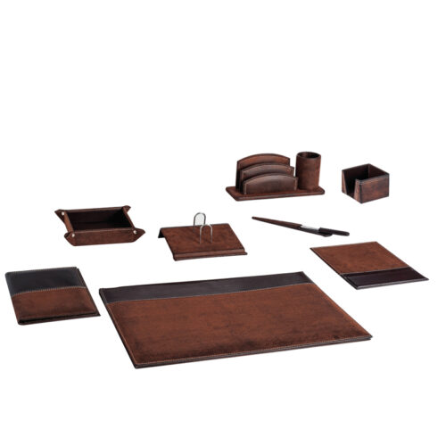 Parure de bureau 8 pièces en simili cuir