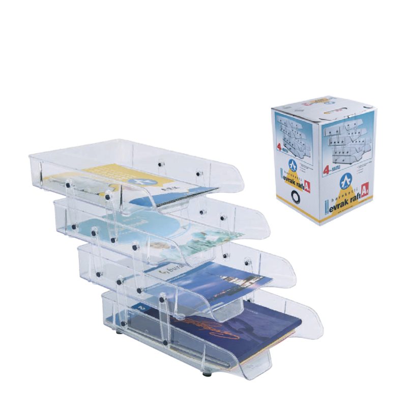 Panier à courrier transparent (4 étages)
